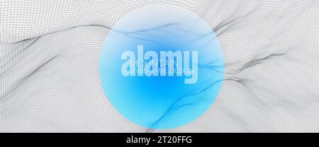Wireframe landscape background. Futuristic vector illustration. Stock Vector