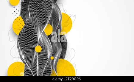 Abstract waves is made in a wireframe style. Template for science and technology presentation. Stock Vector