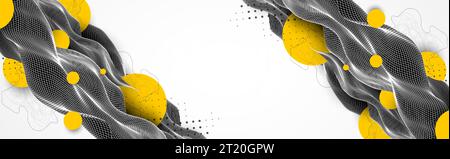 Abstract waves is made in a wireframe style. Template for science and technology presentation. Stock Vector
