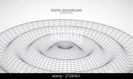 Abstract background with waves. 3D surface. Template for science and technology presentation. Stock Vector