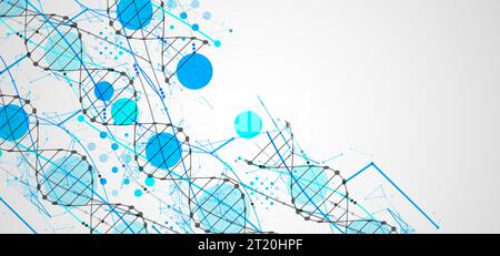 Abstract DNA background with plexus effect. Scientific and technological concept. Stock Vector