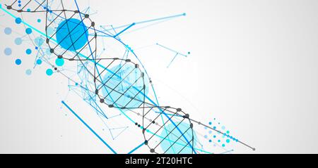 Abstract DNA background with plexus effect. Scientific and technological concept. Stock Vector