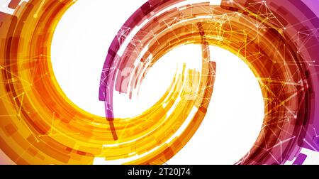 Abstract background. Technological colored circles with plexus effects. Stock Vector