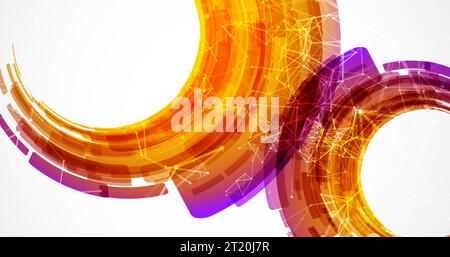 Abstract background. Technological colored circles with plexus effects. Stock Vector
