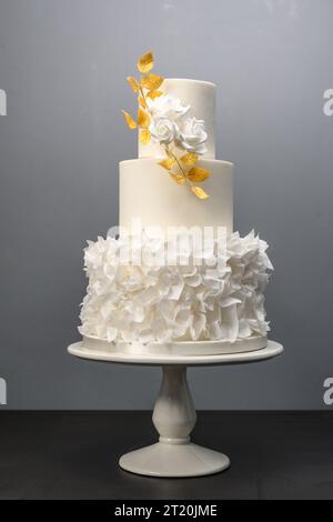 Three tier home made wedding cake Stock Photo