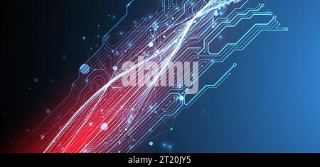 Abstract background with plexus effect. Scientific and technological concept with the use of technical elements. Stock Vector