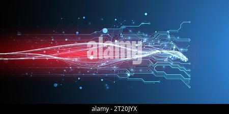 Abstract background with plexus effect. Scientific and technological concept with the use of technical elements. Stock Vector
