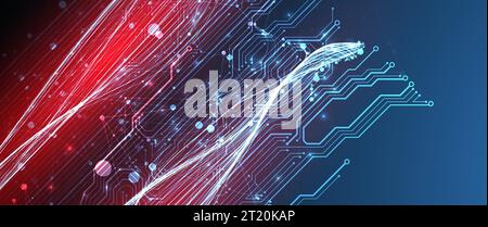Abstract background with plexus effect. Scientific and technological concept with the use of technical elements. Stock Vector