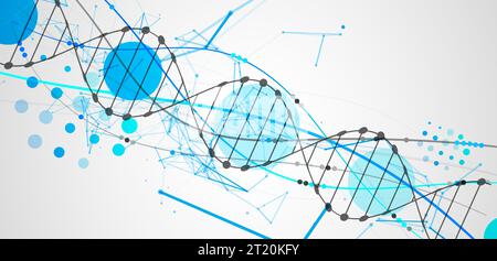Abstract DNA background with plexus effect. Scientific and technological concept. Stock Vector
