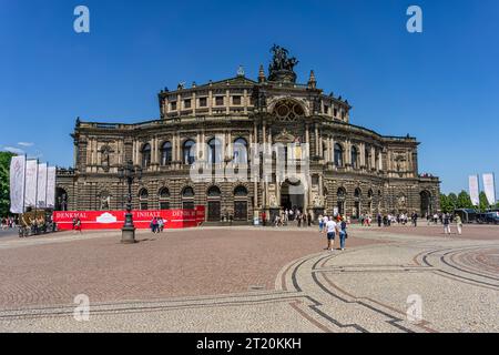 DRESDEN, GERMANY - MAY 21.2018: Semperoper. The building is located near the Elbe river in the historic center of Dresden, Germany Stock Photo