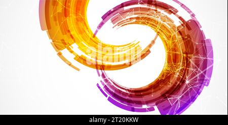 Abstract background. Technological colored circles with plexus effects. Stock Vector