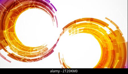 Abstract background. Technological colored circles with plexus effects. Stock Vector