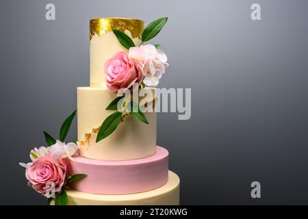 Four tier home made wedding cake Stock Photo