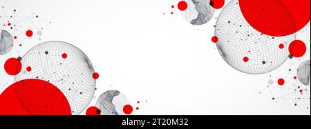 Sphere  theme with connected lines in technology style background. Abstract 3d grid design. Stock Vector