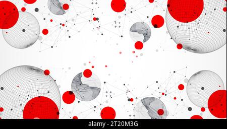 Sphere  theme with connected lines in technology style background. Abstract 3d grid design. Stock Vector