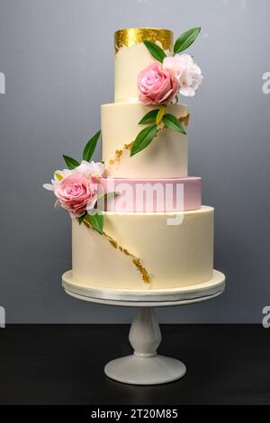 Four tier home made wedding cake Stock Photo
