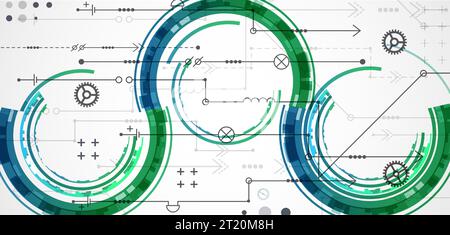 Abstract technology concept. Circuit board, high computer color background. Vector illustration with space for content, web - template, business tech Stock Vector