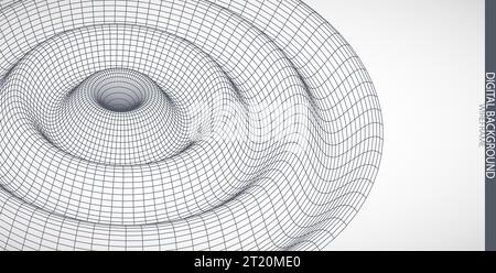 Abstract background with waves. 3D surface. Template for science and technology presentation. Stock Vector