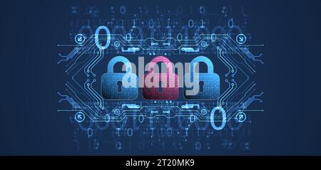 Data security Illustrates cyber data or information privacy idea. Color abstract  internet technology. Stock Vector