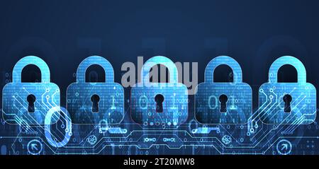 Data security Illustrates cyber data or information privacy idea. Color abstract  internet technology. Stock Vector