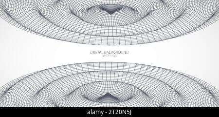 Abstract background with waves. 3D surface. Template for science and technology presentation. Stock Vector