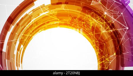 Abstract background. Technological colored circles with plexus effects. Stock Vector