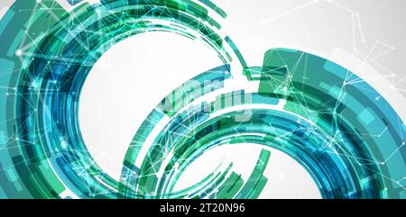 Abstract background. Technological colored circles with plexus effects. Stock Vector