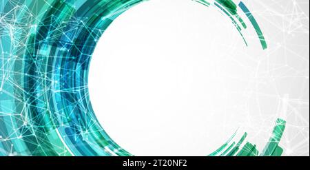 Abstract background. Technological colored circles with plexus effects. Stock Vector