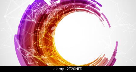Abstract background. Technological colored circles with plexus effects. Stock Vector