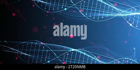 Abstract DNA background with plexus effect. Scientific and technological concept. Stock Vector