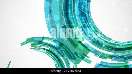 Abstract background. Technological colored circles with plexus effects. Stock Vector