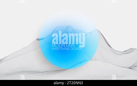 Wireframe landscape background. Futuristic vector illustration. Stock Vector