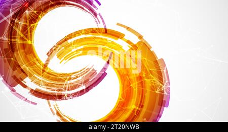 Abstract background. Technological colored circles with plexus effects. Stock Vector