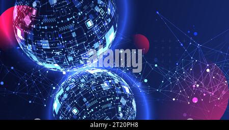 Abstract technology sphere background. Global network concept. Stock Vector