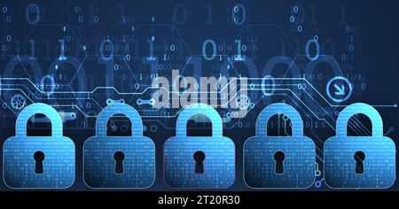 Data security Illustrates cyber data or information privacy idea. Color abstract  internet technology. Stock Vector