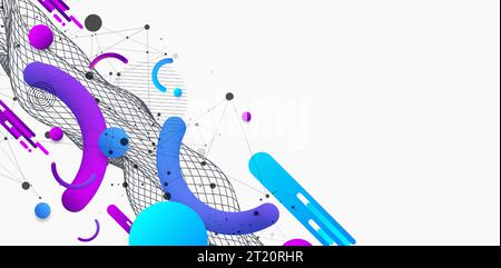 Abstract colorful background. Wireframe trendy fluid cover design. Stock Vector