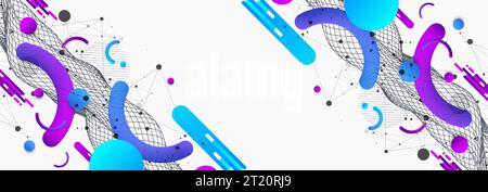 Abstract colorful background. Wireframe trendy fluid cover design. Stock Vector