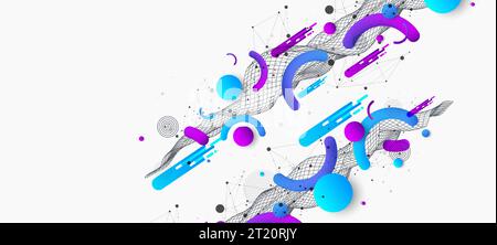 Abstract colorful background. Wireframe trendy fluid cover design. Stock Vector