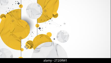 Trendy abstract wireframe background. Modern science or technology art elements. Surface illustration. Vector. Stock Vector