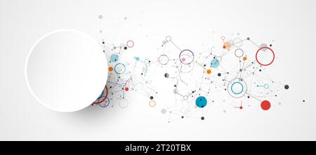 Template for science and technology presentation. Plexus style background. Stock Vector