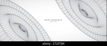 Abstract background with waves. 3D surface. Template for science and technology presentation. Stock Vector