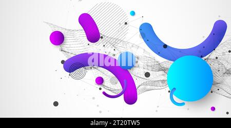 Abstract colorful background. Wireframe trendy fluid cover design. Stock Vector