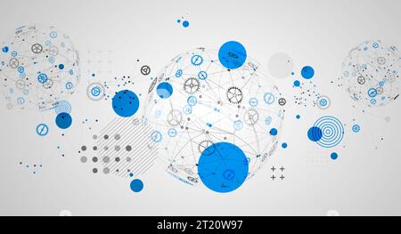Abstract technology sphere background. Global network consept. Stock Vector