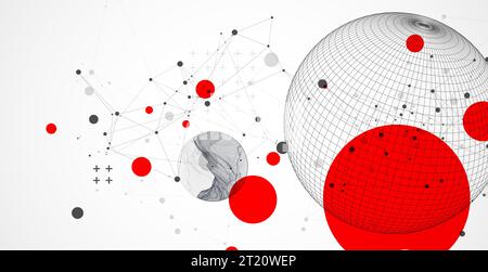 Sphere  theme with connected lines in technology style background. Abstract 3d grid design. Stock Vector