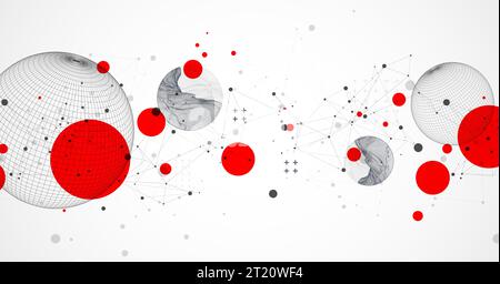 Sphere  theme with connected lines in technology style background. Abstract 3d grid design. Stock Vector