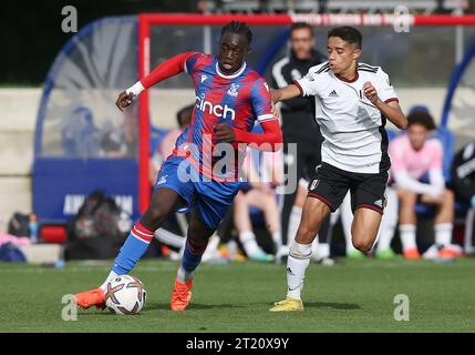 Hindolo Mustapha of Crystal Palace U18. - Crystal Palace U18 v Fulham U18, U18 Premier League South, Crystal Palace Academy, London. - 29th October 2022. Editorial Use Only - DataCo Restrictions Apply. Stock Photo