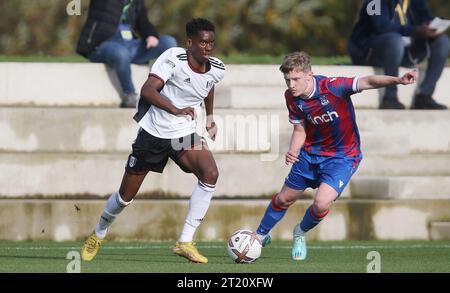 Harvey Araujo of Fulham U18. - Crystal Palace U18 v Fulham U18, U18 Premier League South, Crystal Palace Academy, London. - 29th October 2022. Editorial Use Only - DataCo Restrictions Apply. Stock Photo