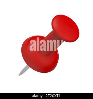 Red push pin isolated on white background. 3d illustration. Stock Photo