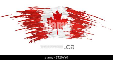 Canada flag. Brush painted canadian flag on a white background. Brush strokes, grunge. Vector design national poster, template. Place for text.  State Stock Vector