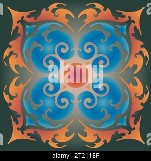 Single Mandala - Flower Nature, Foliage, Leaves, Energy Wheel Circle Complex Symbol Colorful Abstract Decoration Stock Vector